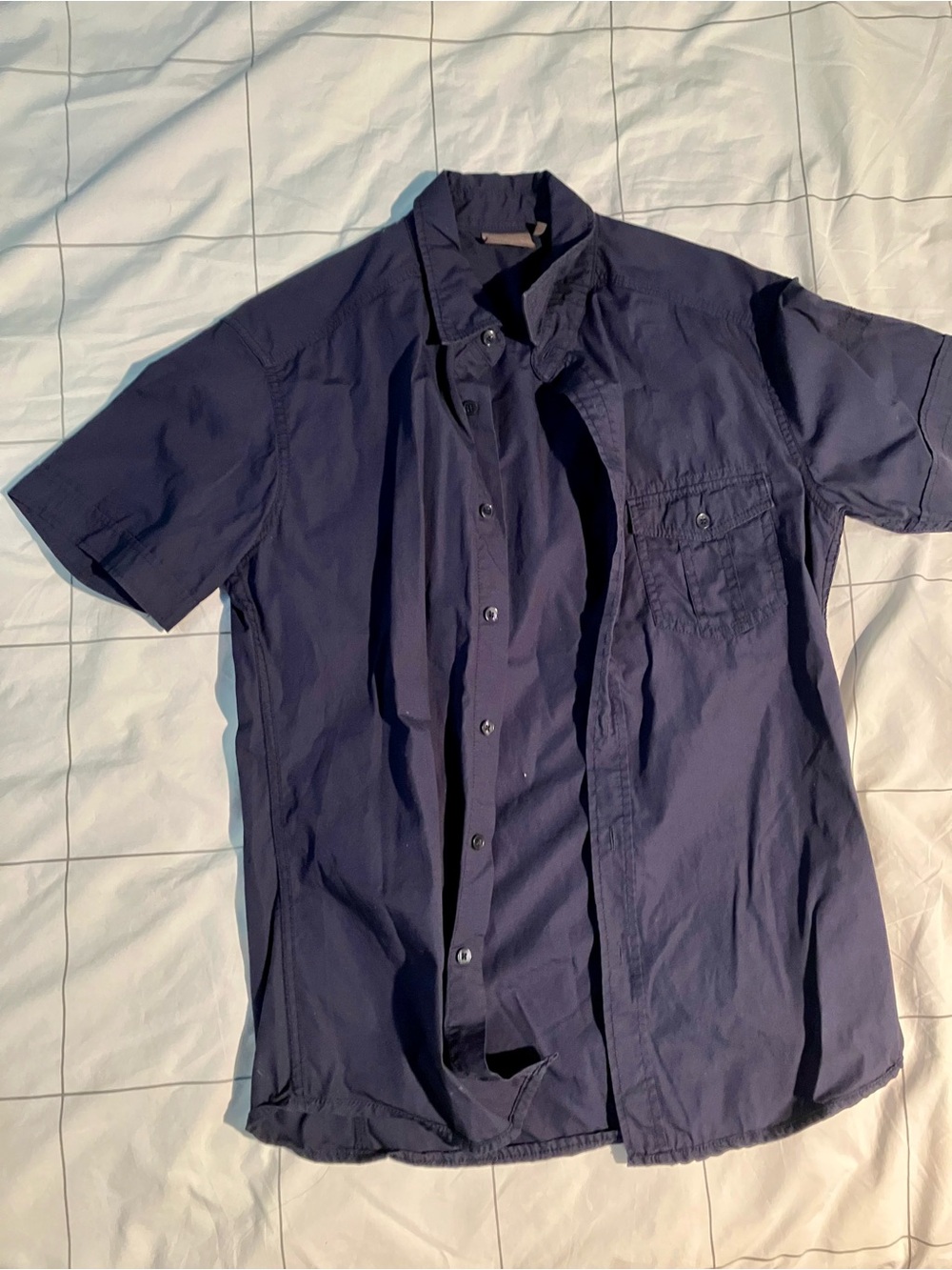 Esprit Men's Short-Sleeve Button Down Shirt - Navy Blue